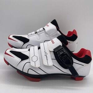 Kescoo 41 Mens 7 Womens 9‎ Cycling Shoes White Black Red Compatible with Peloton